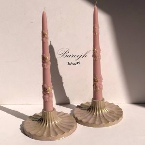 شمع قلمی طرح دار گل به همراه جاشمعی(کد003)
